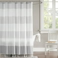 thumbnail image 1 of JOOJA Boho Shower Curtain with Tassel Farmhouse Stripe Bathroom Curtains, Gray, 72x72 inch, 1 of 8