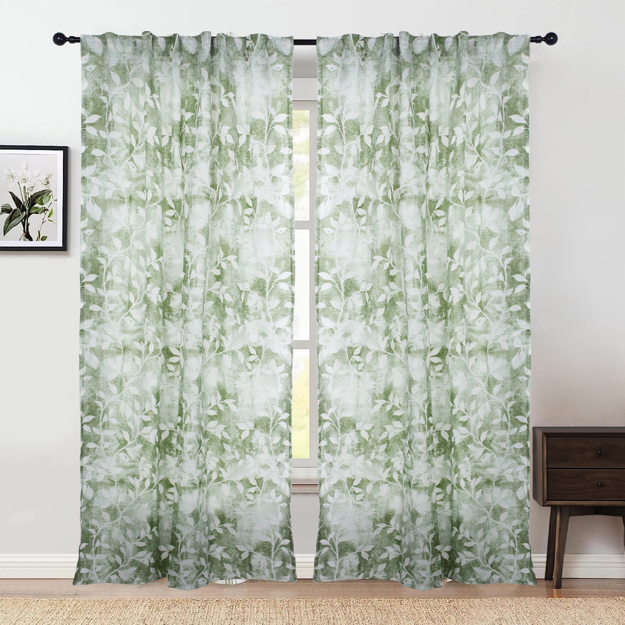 JOOJA Green Window Curtains for Living Room, Home Decor Curtains, Green ...