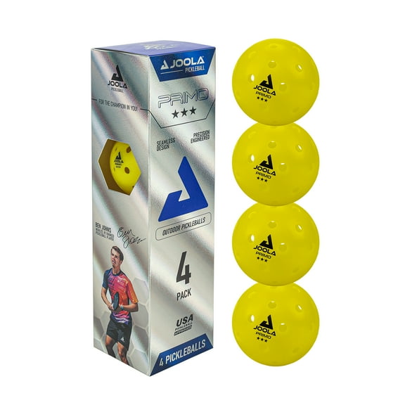 JOOLA Primo Pickleball Balls, USAPA Approved Indoor/Outdoor Pickleball Balls, 4ct,Yellow