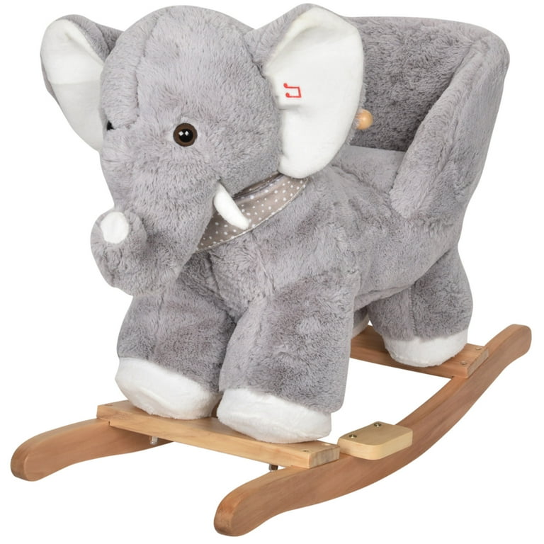 JOON Olli Ride On Rocking Horse Elephant With Scarf Gray White