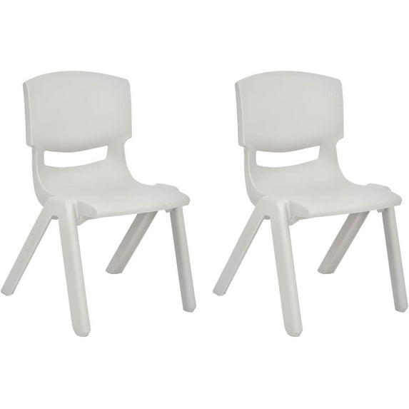 JOON Stackable Plastic Kids Learning Chairs, Light Gray, 20.5x12.75X11 Inches, 2-Pack