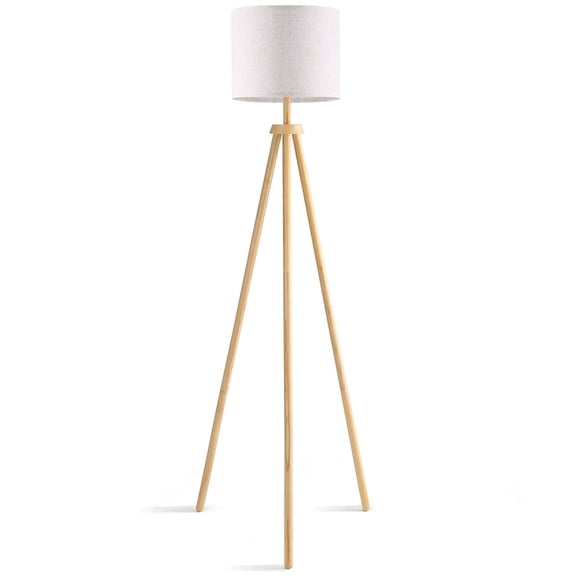JOPESO 60" Floor Lamp Wood Tripod Base, 3 Color Dimmable Floor Lamps for Living Room, Bedroom, Office