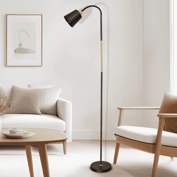 JOPESO 62" Gooseneck Floor Lamp, Industrial Arch Metal Pole Standing Lamp for Living Room Couch Sofa