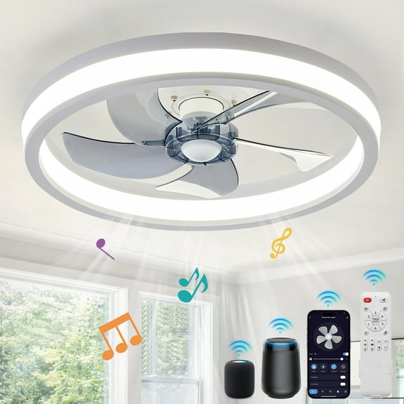 JOPESO Ceiling Fans with Lights and Remote, 20” Outdoor Ceiling Fan with Light with Remote