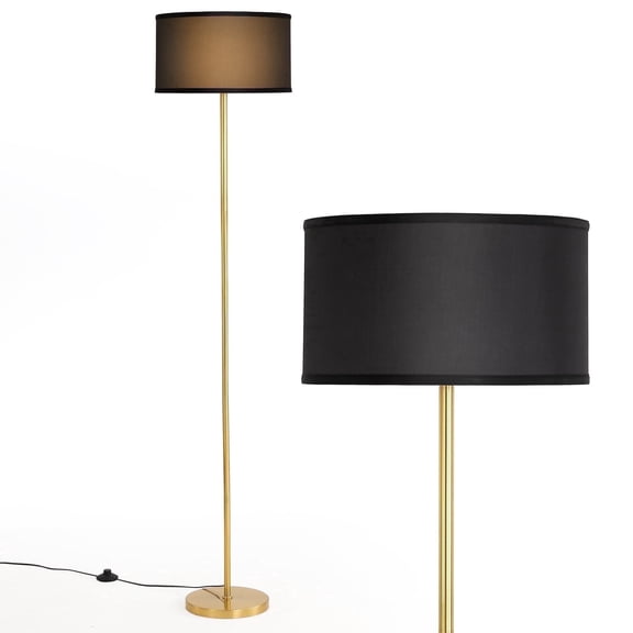 JOPESO Gold Floor Lamps for Living Room, 67" Modern Black Lamp Shades Standing Lamp with Foot Switch