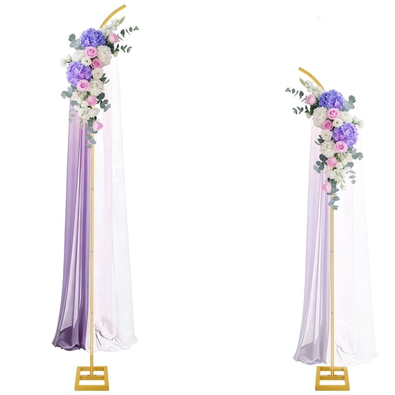 JOPESO Gold Half Flower Arch Stand Set of 2, 7.5Ft+5.9Ft Metal Wedding Arch Backdrop for Ceremony Decor