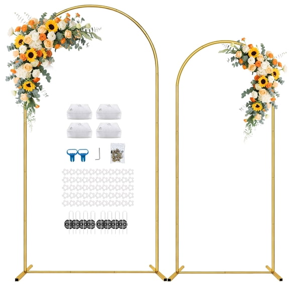 JOPESO 7.2Ft & 5.9Ft Wedding Arch Backdrop Stand Set of 2, Heavy Duty Metal Arch Stand for Wedding Decor Indoor Outdoor