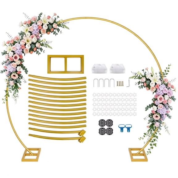 JOPESO Metal Round Backdrop Stand 6.8′ H x 7.8′ W Wedding Arch for Home Wedding Decor