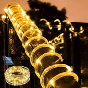JOPESO Solar Rope Lights Outdoor Waterproof 39FT 100LED Solar String Lights 8 Modes Clear Tube Hanging Lights Clearance for Christmas Decorations