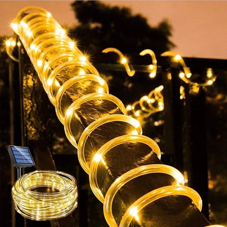 JOPESO Solar Rope Lights Outdoor Waterproof 39FT 100LED Solar String Lights 8 Modes Clear Tube Hanging Lights Clearance for Christmas Decorations