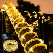 JOPESO Solar Rope Lights Outdoor Waterproof 39FT 100LED Solar String Lights 8 Modes Clear Tube Hanging Lights Clearance for Christmas Decorations