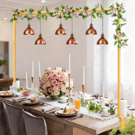 JOPESO Over The Table Rod Stand With Clamps, Adjustable Table Backdrop Stand, Metal Table Stands For Decoration, Party, Birthday, Wedding, Indoor, Outdoor