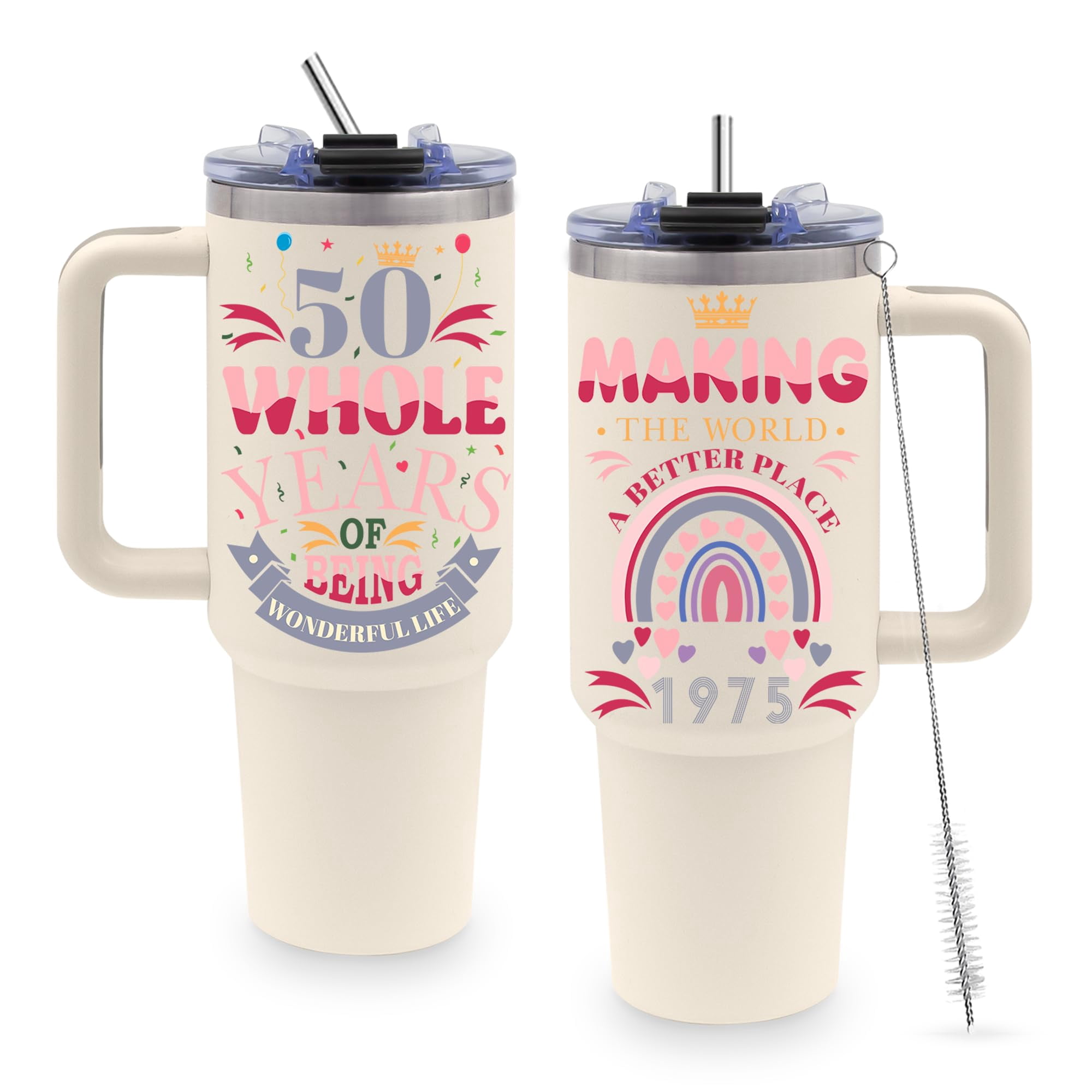 JOPJOLIW 50th Birthday Gifts for 50 Year Old Women, 50th 40OZ Tumbler ...