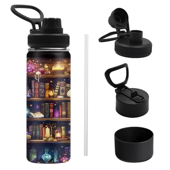 JOPJOLIW Book Lovers Gifts, 18oz Water Bottle, Reading Tumbler for Friend, Bookish Gifts for Women Readers Librarian, Book Accessories Leak-proof Travel Mug with Antislip Silicone Boot