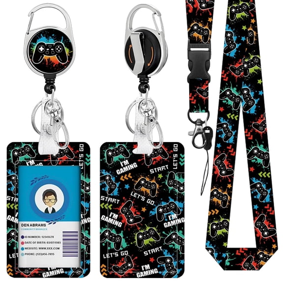 JOPJOLIW Game Console for ID Badge Holder, Game Console ID Badge Holder with Heavy-Duty Retractable Reel Clip, Gift for Teacher Nurse Adult