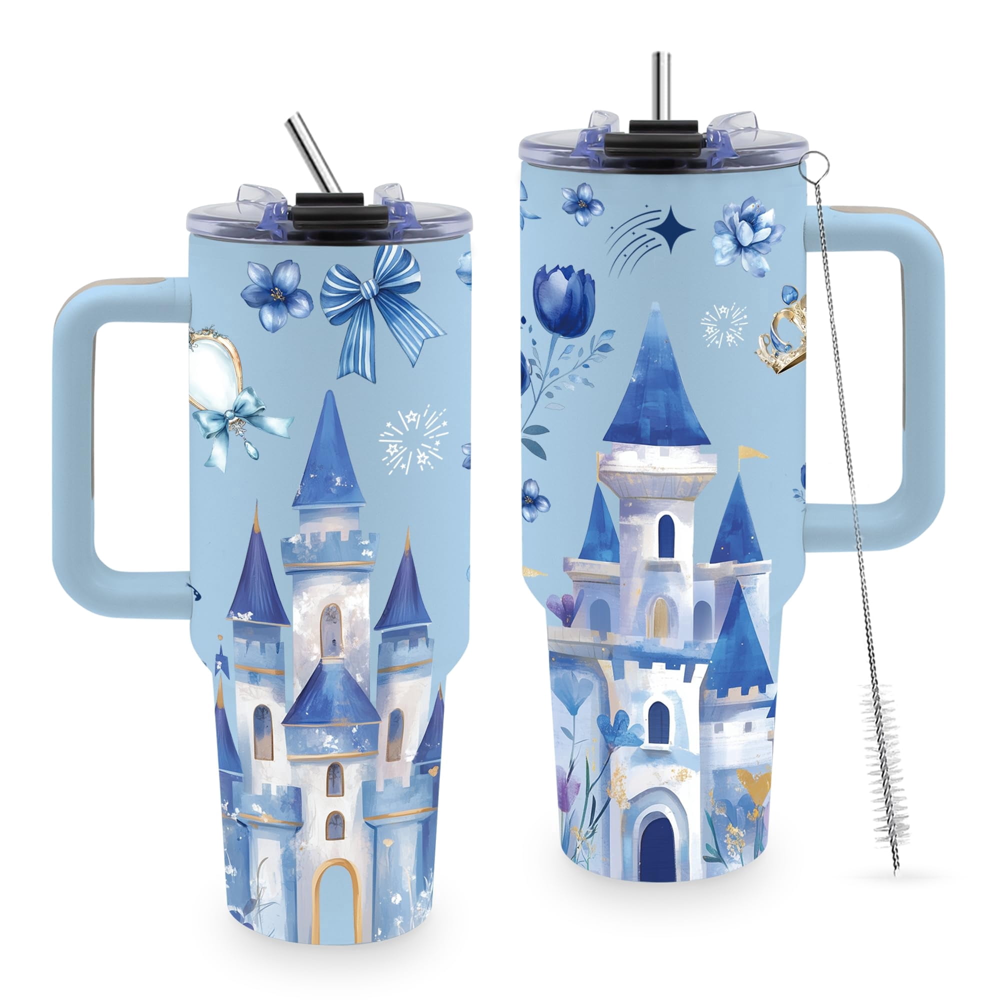 JOPJOLIW Gifts for Women, Castle 40 oz Tumbler with Handle and Straw, Gift for Girl Best Friend, Daughter, Christmas Thanksgiving Birthday Gift for Women Mom Aunt