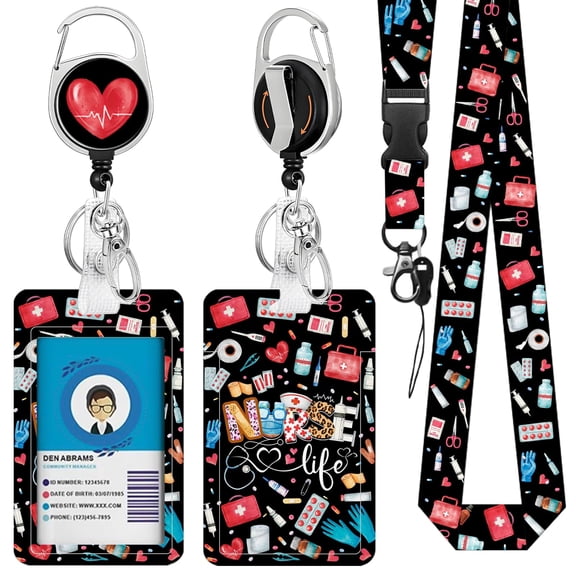JOPJOLIW Nurse Life for ID Badge Holder, Nurae Life ID Badge Holder with Heavy-Duty Retractable Reel Clip, Gift for Teacher Nurse Adult