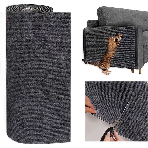JOPOY Trimmable Cat Scratcher Mat Furniture Protector, Adhesive Cat Scratch Pad Deterrent, DIY Climbing Cat Scratcher