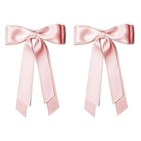 Hair Bows for Women Girls Silky Satin Ribbon for Hair Accessories Long Tails Barrette Hair Bow Hair Clips for Teen Gifts Trendy Stuff 2Pcs