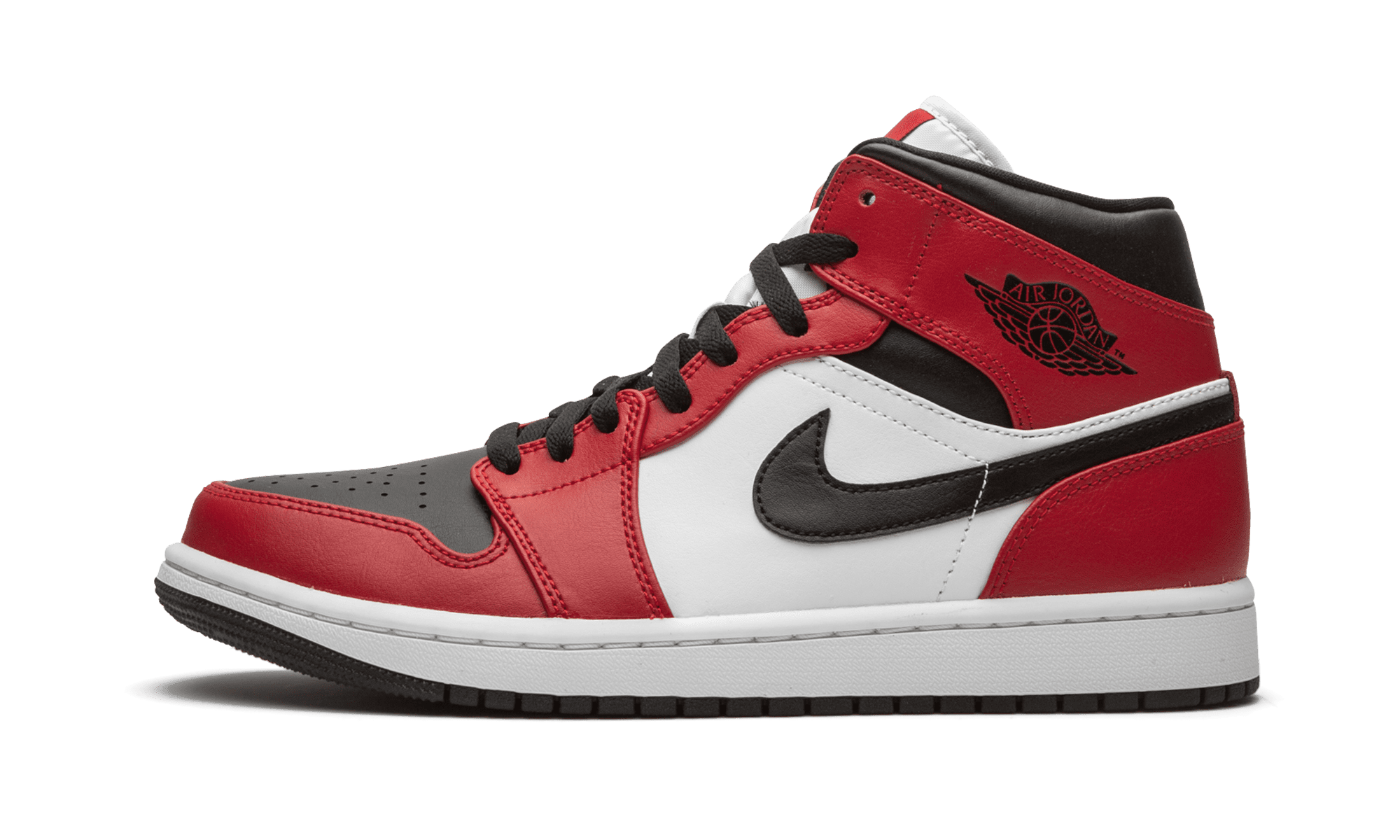 air jordan 1 mid chicago men's red black