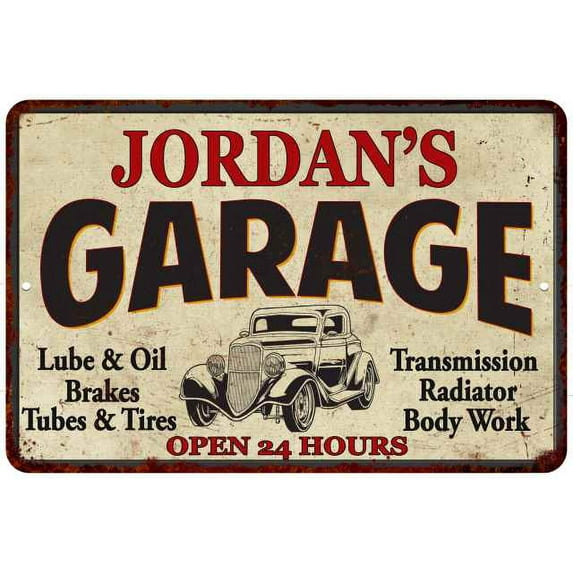 JORDAN'S Garage Gift Man Cave Metal Sign Decor 12x18 112180014265