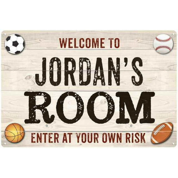 JORDAN'S Room Kids Bedroom Sign Boy's 8x12 Metal 208120090047