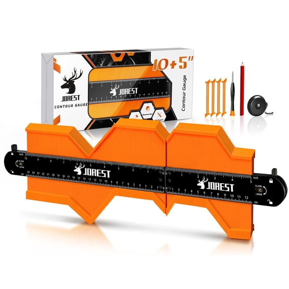 JOREST Connectable Contour Gauge (10+5 Inch), Gifts Ideas for Men Dad Handyman Husband Him, Shape Profile Duplicator with Lock, Outline Angle Measuring Tool, Template tool, Tile Flooring, Scribe Edge