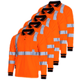 thumbnail image 1 of JORESTECH 5-Pack Hi-Vis Long Sleeve Safety Polo Shirt, ANSI Class 1 (Orange, 3XL), 1 of 10