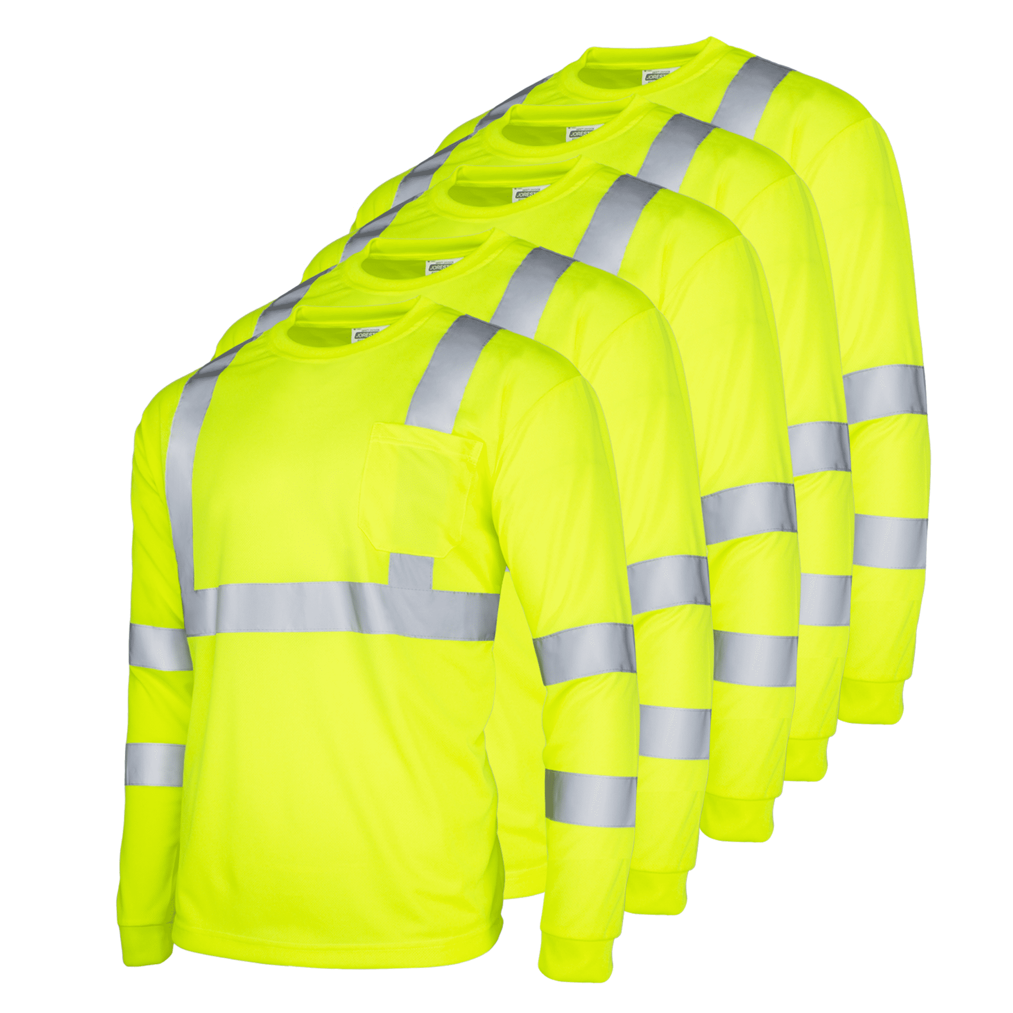 JORESTECH 5Pack HiVis Reflective Safety Work Shirt, ANSI Class 3