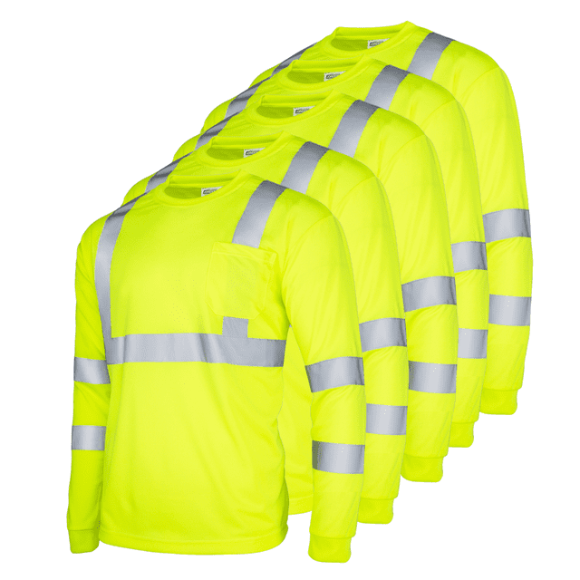 JORESTECH 5-Pack Hi-Vis Safety Shirt, ANSI Class 3, Long Sleeve ...