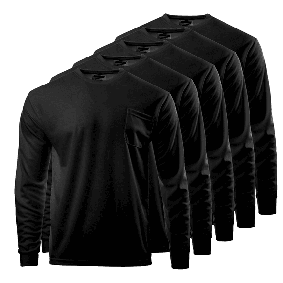 JORESTECH 5-Pack Hi-Vis Long Sleeve T-Shirt (Black, M)