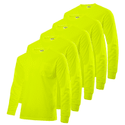 JORESTECH 5-Pack Hi-Vis Long Sleeve T-Shirt (Yellow, S)