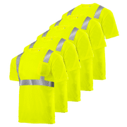 JORESTECH 5-Pack Hi-Vis Short-Sleeve Work Safety T-Shirt, TS-01 (Yellow, L)