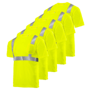 JORESTECH 5-Pack Hi-Vis Short-Sleeved Work Safety T-Shirt, TS-01 Yellow, XL
