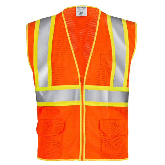 JORESTECH ANSI/ISEA 107-2020 Type R Class 2 Two-Tone High Visibility Safety Vest with Zipper and Pockets