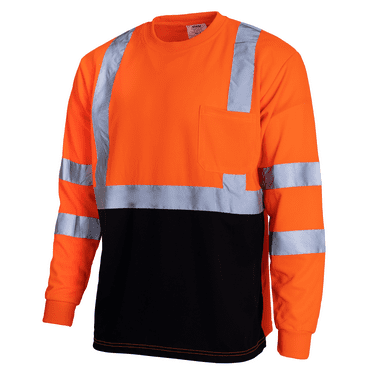 JORESTECH Hi-Vis Long-Sleeved Work Safety T-Shirt, TS-13 (L, Orange/Black)