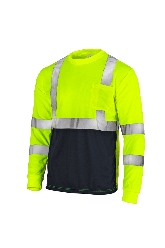 Hi-Vis Long-Sleeved Work Safety T-Shirt, TS-13 (M, Yellow/Black)