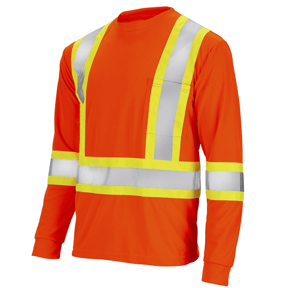 JORESTECH Hi-Vis X-Back, Long-Sleeved, Two-Toned Work Safety T-Shirt, TS-15 (Orange, 3XL)