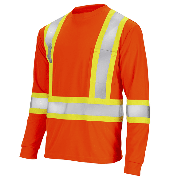 JORESTECH Hi-Vis X-Back, Long-Sleeved, Two-Toned Work Safety T-Shirt, TS-15 (Orange, L)