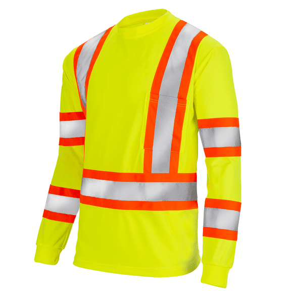 JORESTECH Hi-Vis Long Sleeve Safety Shirt, Two-Toned (Yellow, L)
