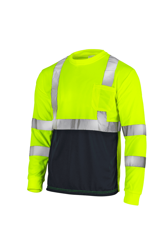 Hi-Vis Long-Sleeved Work Safety T-Shirt, TS-13 (L, Yellow/Black)