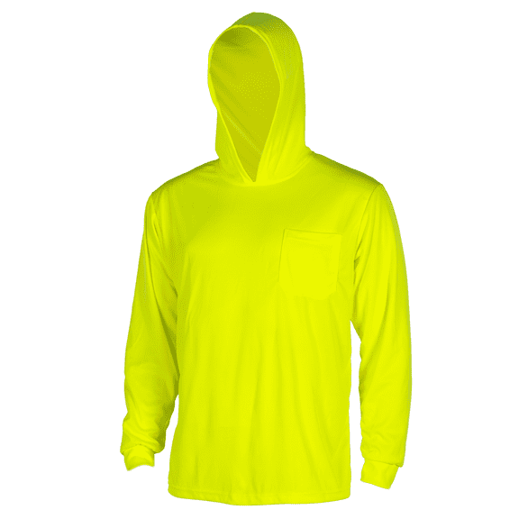 JORESTECH Hi-Vis Long-Sleeved Work Safety T-Shirt with Hoodie, TS-23 (Yellow, L)