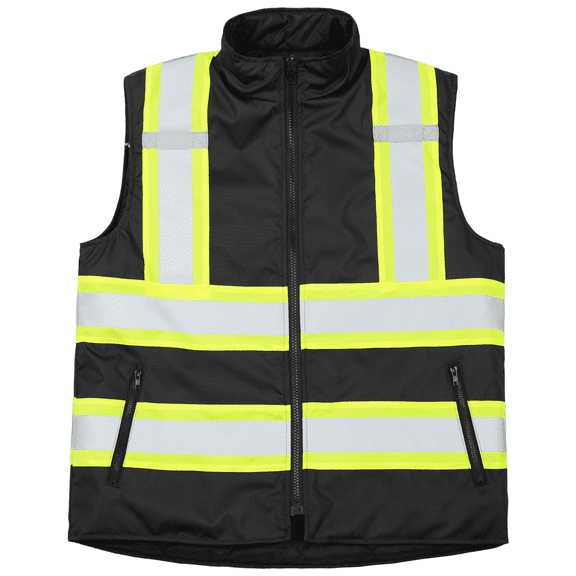 JORESTECH Hi-Vis Reversible Insulated Safety Vest, Two-Toned, ANSI Class 1, VL-10 (Black, 4XL)