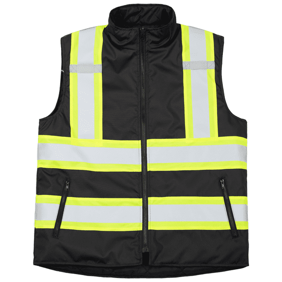 JORESTECH Hi-Vis Reversible Insulated Safety Vest, Two-Toned, ANSI Class 1, VL-10 (Black, XS)