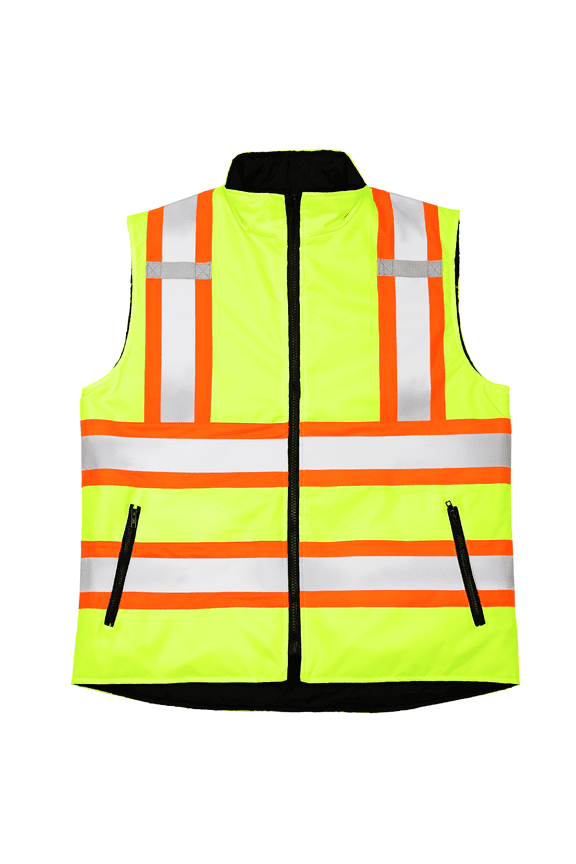 Hi-Vis Reversible Insulated Safety Vest, Two-Toned, ANSI Class 2, VL-11 (2XL, Lime)