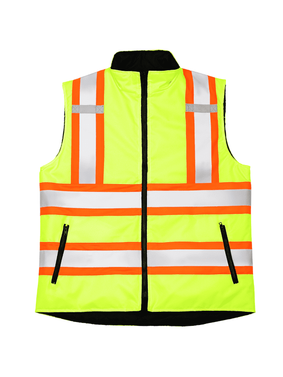 Hi-Vis Reversible Insulated Safety Vest, Two-Toned, ANSI Class 2, VL-11 (XL, Lime)