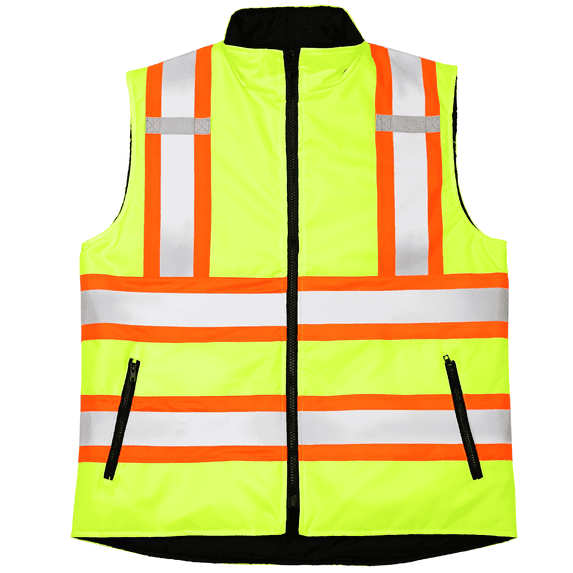 JORESTECH Hi-Vis Reversible Insulated Safety Vest, Two-Toned, ANSI Class 3, VL-10 (Lime, XS)