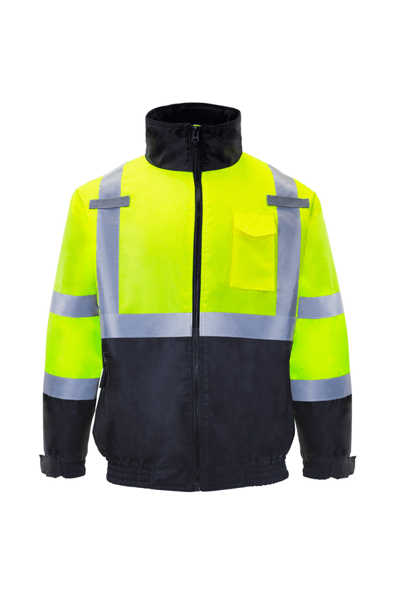 Hi-Vis Safety Bomber Jacket, ANSI Class 3 (Yellow, XL)
