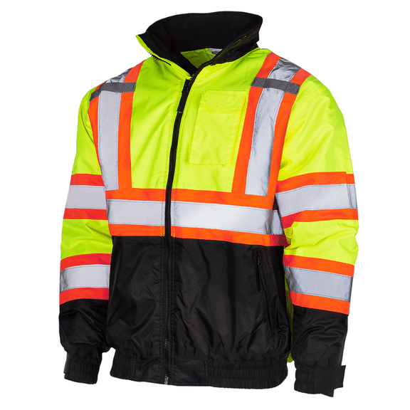 JORESTECH Hi-Vis Safety Bomber Jacket, Two-Toned, ANSI Class 3 (Yellow, 2XL)