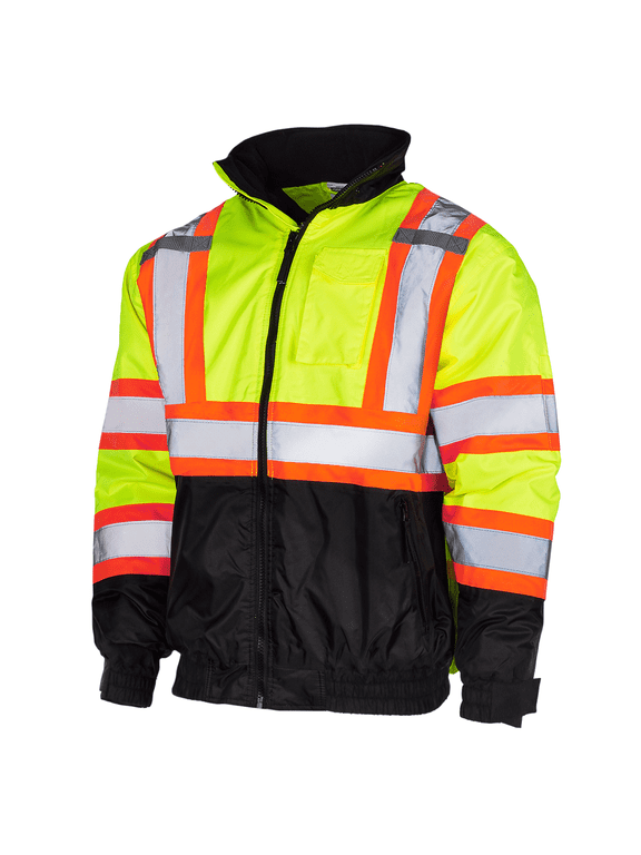 Hi-Vis Safety Bomber Jacket, Two-Toned, ANSI Class 3 (Yellow, 4XL)